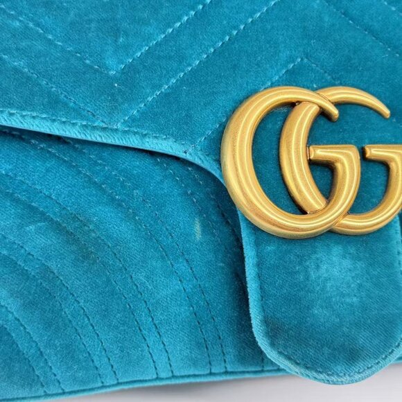 Gucci Velvet Medium GG Marmont Flap Shoulder Bag - Picture 8 of 10